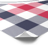 Preppy rood wit en blauw geruit huwelijksontvangst poster (Hoek)