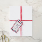 Preppy rood, wit en blauw geruit trouw-hartelijk d cadeaulabel (Met Touw)