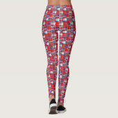 Preppy rood wit marineblauw Madras patchwork stijl Leggings (Achterkant)
