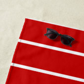 Preppy Rood & Wit Nautisch Gestreepte Familie Strandlaken (In situ)