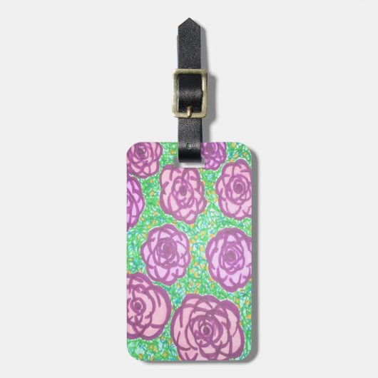Preppy Roos Garden Floral Print Bagagelabel (Voorkant verticaal)