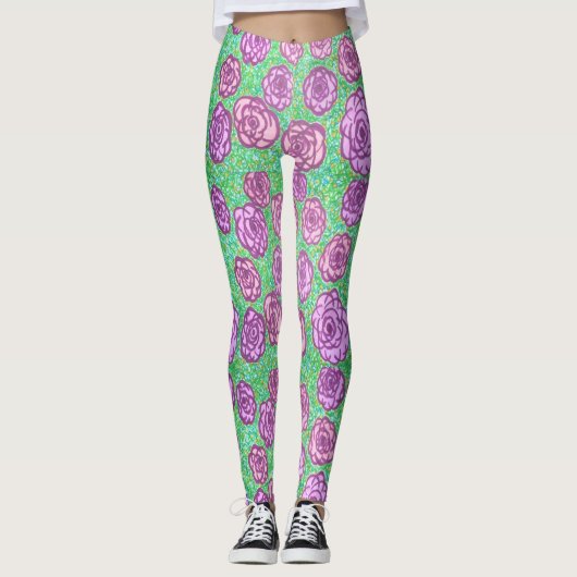 Preppy Roos Garden Floral Print Leggings (Voorkant)