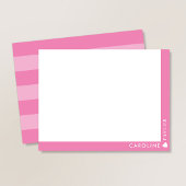 Preppy Roze 2-Tons Strepen Mooie Meisjesachtige Pe Notitiekaartje
