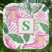 Preppy Roze Alligator Monogram / Wijnliefhebber