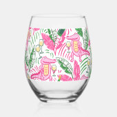 Preppy roze alligator wijn wijnglas zonder voet (Voorkant)