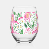 Preppy roze alligator wijn wijnglas zonder voet (Links)