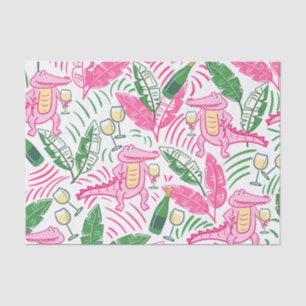 Preppy Roze Alligator Wijn/ Wijnliefhebber Tissuepapier