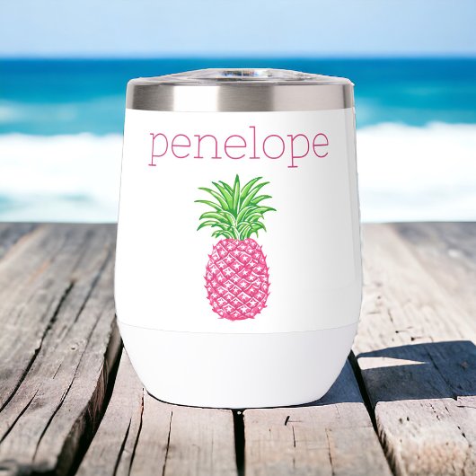 Preppy roze ananas gepersonaliseerd