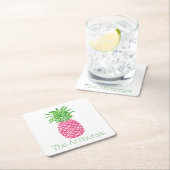 Preppy Roze Ananas Persoonlijk  Kartonnen Onderzetters (Insitu)