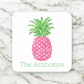 Preppy Roze Ananas Persoonlijk  Kartonnen Onderzetters