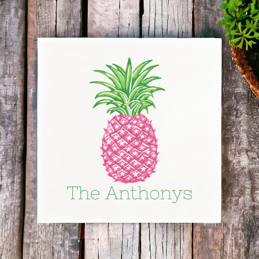 Preppy Roze Ananas Persoonlijk Servet