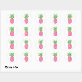 Preppy roze ananas ronde sticker (Vel)