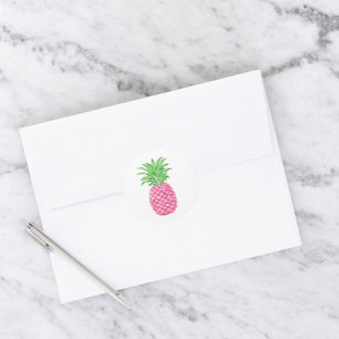 Preppy roze ananas ronde sticker