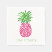 Preppy roze ananas sterren gepersonaliseerd servet (Voorkant)