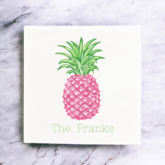 Preppy roze ananas sterren gepersonaliseerd servet
