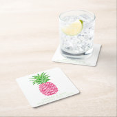 Preppy roze ananas sterren gepersonaliseerde bruil kartonnen onderzetters (Insitu)