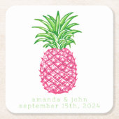 Preppy roze ananas sterren gepersonaliseerde bruil kartonnen onderzetters (Voorkant)