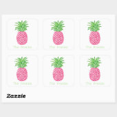 Preppy Roze Ananas Sterren Persoonlijk Vierkante Sticker (Vel)