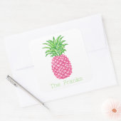 Preppy Roze Ananas Sterren Persoonlijk Vierkante Sticker (Envelop)