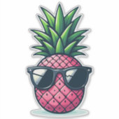 Preppy roze ananas sticker (Voorkant)