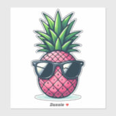 Preppy roze ananas sticker (Vel)