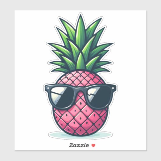 Preppy roze ananas sticker (Vel)