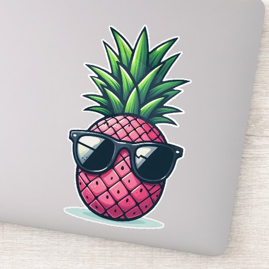 Preppy roze ananas sticker (Detail)