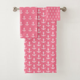 Preppy roze anker bad handdoek