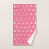 Preppy roze anker bad handdoek (Handdoek)
