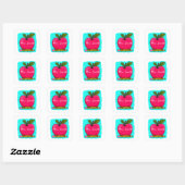 Preppy Roze Appel Onderwijs Naam Sticker (Vel)