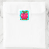 Preppy Roze Appel Onderwijs Naam Sticker (Tas)