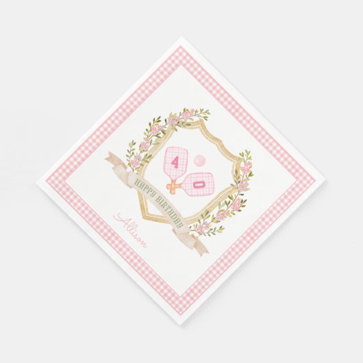 Preppy roze augurk bal | Aangepast verjaardagsjaar Servet (Hoek)