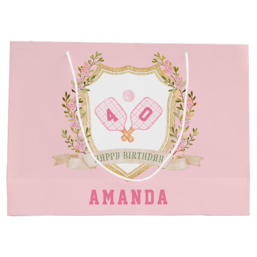 Preppy roze augurk bal Happy Birthday Groot Cadeauzakje (Achterkant)