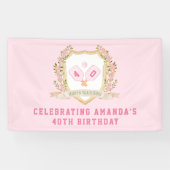 Preppy roze augurk bal Happy Birthday Spandoek (Horizontaal)