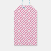Preppy Roze Blauw Ginger Jar Grieks Sleutel Douche Cadeaulabel (Achterkant)