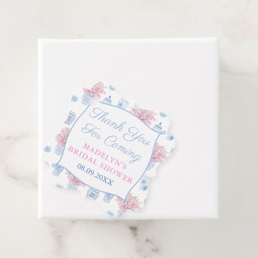  & Preppy Roze Blauw Ginger Jar Vrijgezellenfeest Bedankjes Labels (In situ)