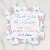  & Preppy Roze Blauw Ginger Jar Vrijgezellenfeest Bedankjes Labels (Voorkant)