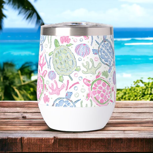 Preppy Roze Blauw Groene Zeeschildpad