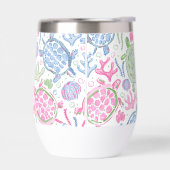 Preppy Roze Blauw Groene Zeeschildpad (Links)