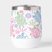 Preppy Roze Blauw Groene Zeeschildpad (Voorkant)