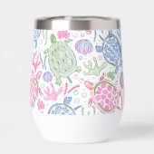 Preppy Roze Blauw Groene Zeeschildpad (Achterkant)