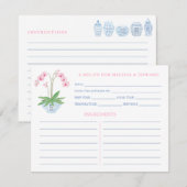 Preppy Roze Blauw Orchid Vrijgezellenfeest Recipe  Kaart (Voorkant / Achterkant)