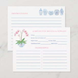 Preppy Roze Blauw Orchid Vrijgezellenfeest Recipe  Kaart