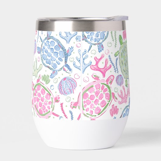 Preppy roze blauw Zee schildpadden (Links)