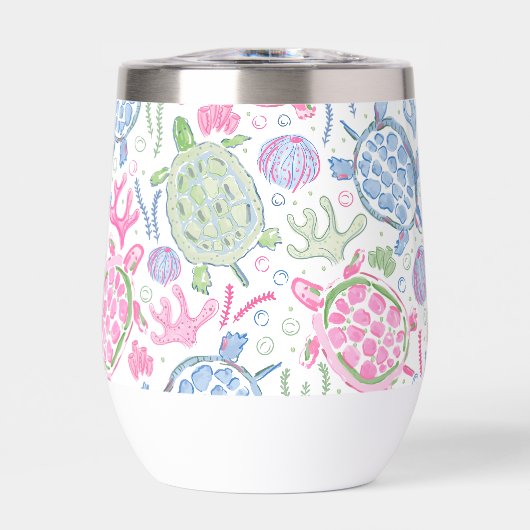 Preppy roze blauw Zee schildpadden (Voorkant)