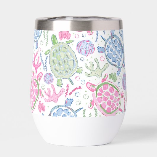 Preppy roze blauw Zee schildpadden (Achterkant)