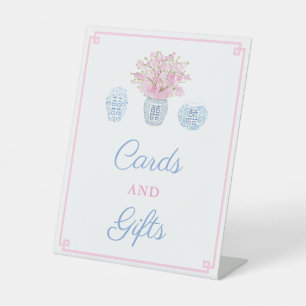 Preppy roze blauwe bruiloft Kaarten en cadeautjes Reclamebord Met Voetstuk