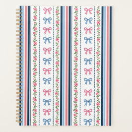 Preppy Roze Blauwe Coquette Strikjes Bloemen Strep Planner