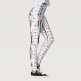 Preppy Roze Blauwe Coquette Strikken Strepen Trend Leggings