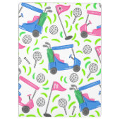 Preppy Roze Blauwe Golfkar / Chic Kust Golf Klembord (Achterkant)